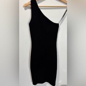 Forever 21 Black One Shoulder Ribbed Stretch Bodycon Dress Size M